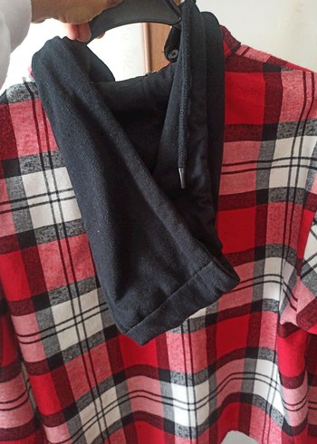 Kırmızı Kareli Düğmeli Uzun Kollu Kadın Gömlek - Görsel 5