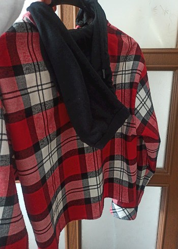 Kırmızı Kareli Düğmeli Uzun Kollu Kadın Gömlek - Görsel 4