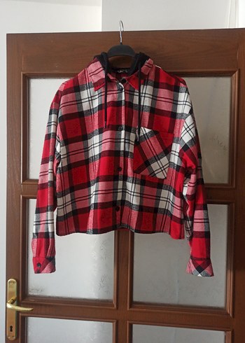 Kırmızı Kareli Düğmeli Uzun Kollu Kadın Gömlek - Görsel 2