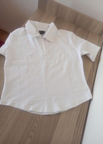 Beyaz Pamuklu Polo Tişört - Görsel 4