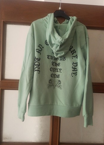 Yeşil Kapüşonlu Kadın Sweatshirt - Görsel 2