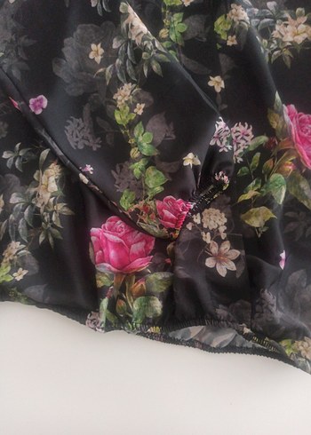 Çiçek Desenli V Yaka Uzun Kollu Bohem Bluz - Görsel 5