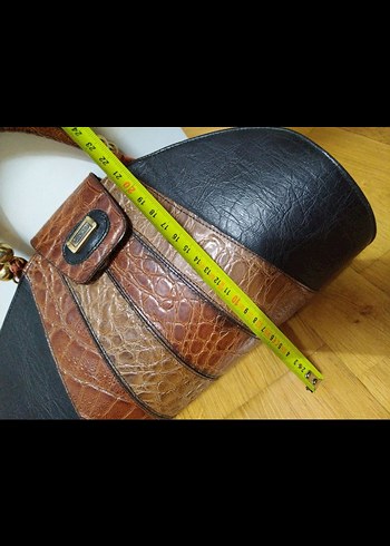 Kahverengi Yılan Derisi Desenli Deri Kadın Çanta - Görsel 3