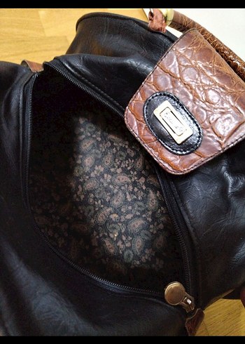 Kahverengi Yılan Derisi Desenli Deri Kadın Çanta - Görsel 2