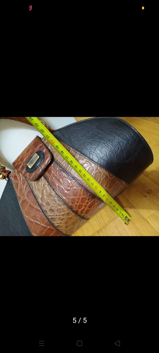 Kahverengi Yılan Derisi Desenli Deri Kadın Çanta - Görsel 3