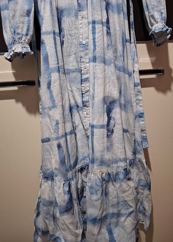 LC Waikiki Uzun Kollu Batik Desenli Kadın Denim Elbise