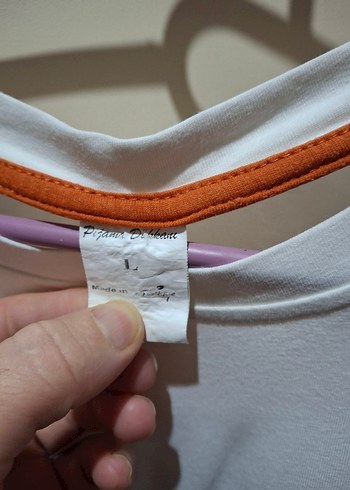 m Beden Beyaz Turuncu Hamile Uzun Kollu Tişört