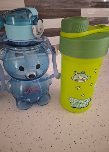 Renkli Çocuk Termos Şişeleri - Ayıcık ve Dinozor - Görsel 2