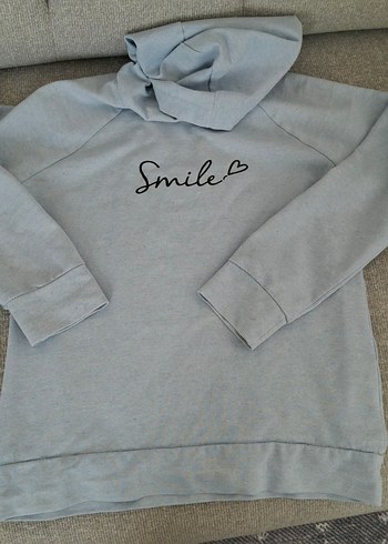 Trendyol & Milla Acik Gri Kapusonlu Smile Sweatshirt