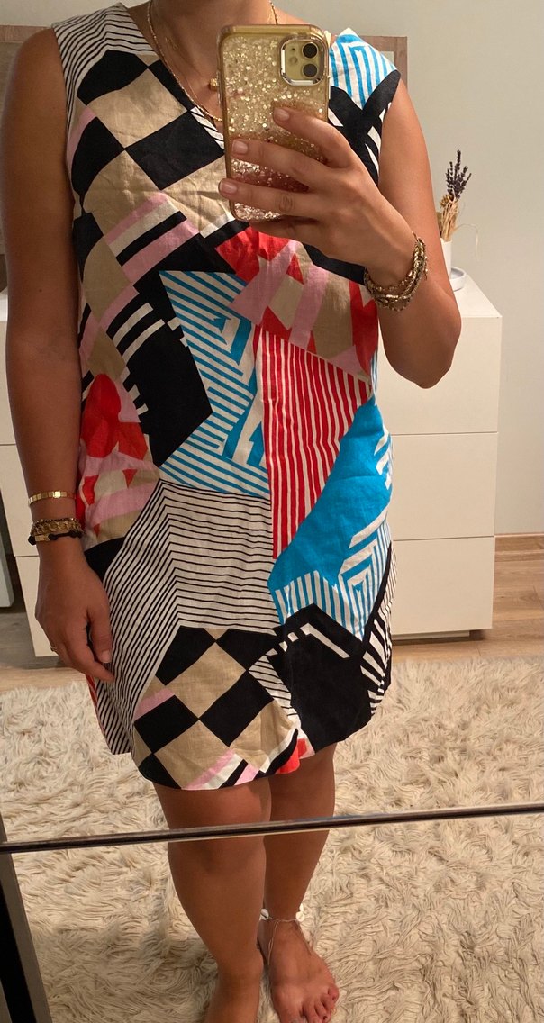 Çok Renkli Desenli Elbise - Görsel 4