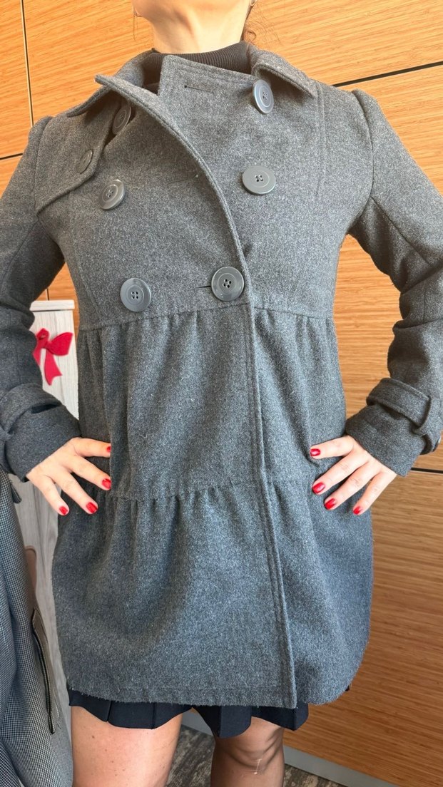 Düğmeli gri kaban - TWIST - Görsel 2