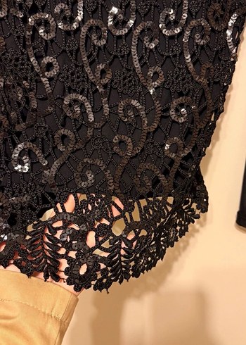 Dantel İşlemeli Siyah Uzun Kollu Bluz - Görsel 6