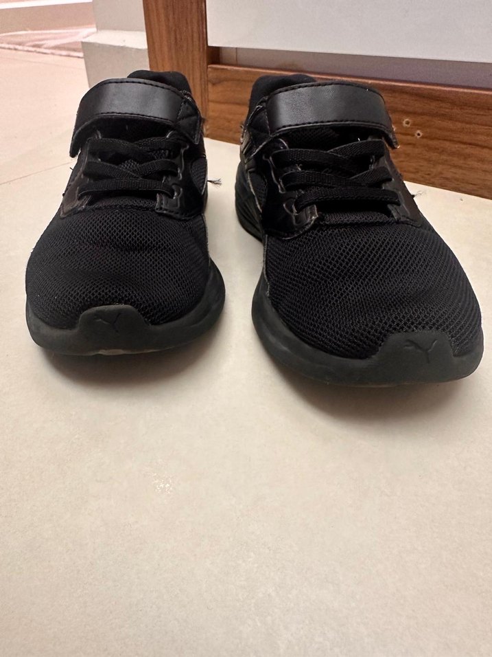 Unisex Çocuk Siyah Cırtlı Spor Ayakkabı - Görsel 2