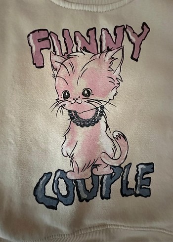 Zara Kızlar için peluş detaylı bej sweatshirt - Görsel 3