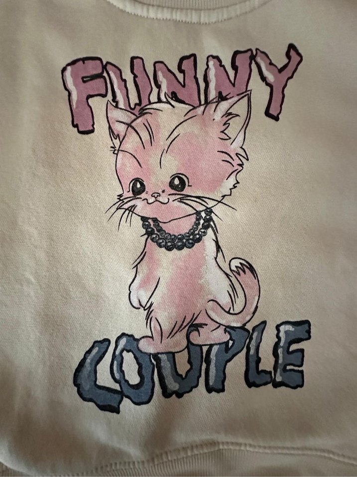 Zara Kızlar için peluş detaylı bej sweatshirt - Görsel 3