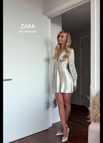 Zara saten elbise