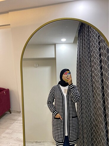 diğer Beden siyah Renk Kazayağı Desenli Hırka
