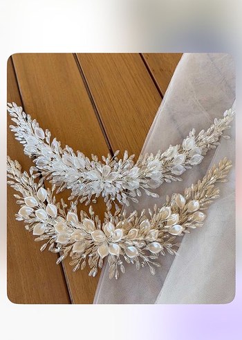 İnci ve Boncuk Detaylı Beyaz Saç Aksesuarı - Görsel 2