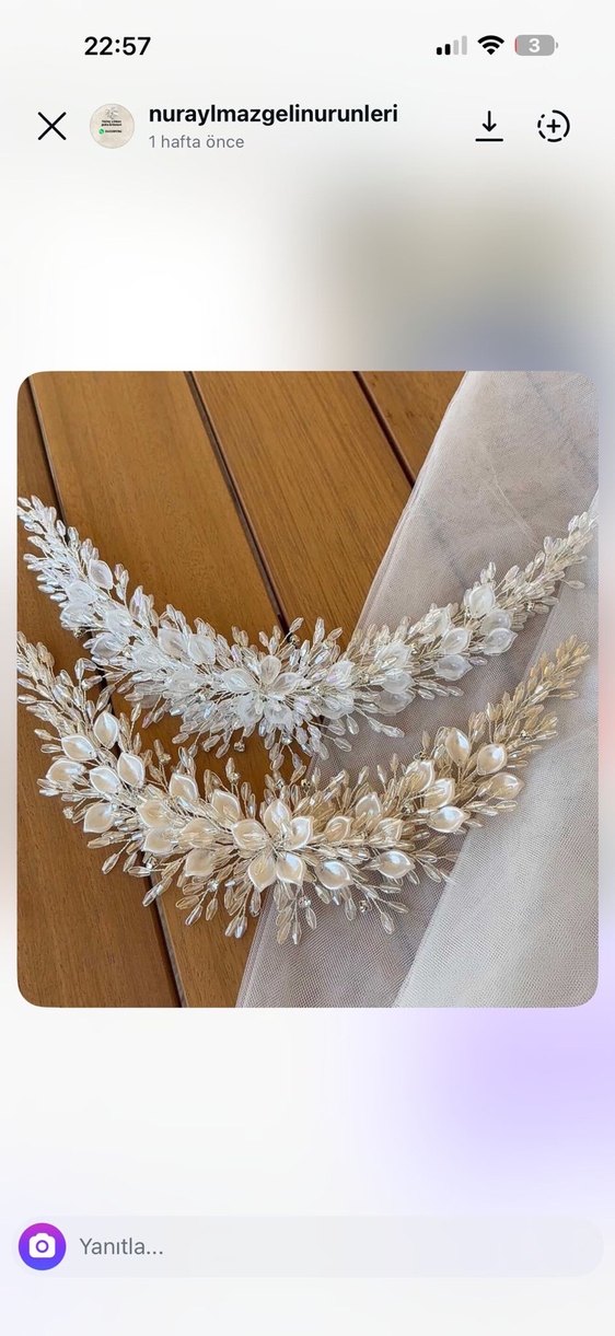 İnci ve Boncuk Detaylı Beyaz Saç Aksesuarı - Görsel 2