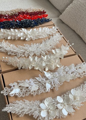 Beyaz Boncuklu Bohem Kadın Saç Aksesuarı - Görsel 2