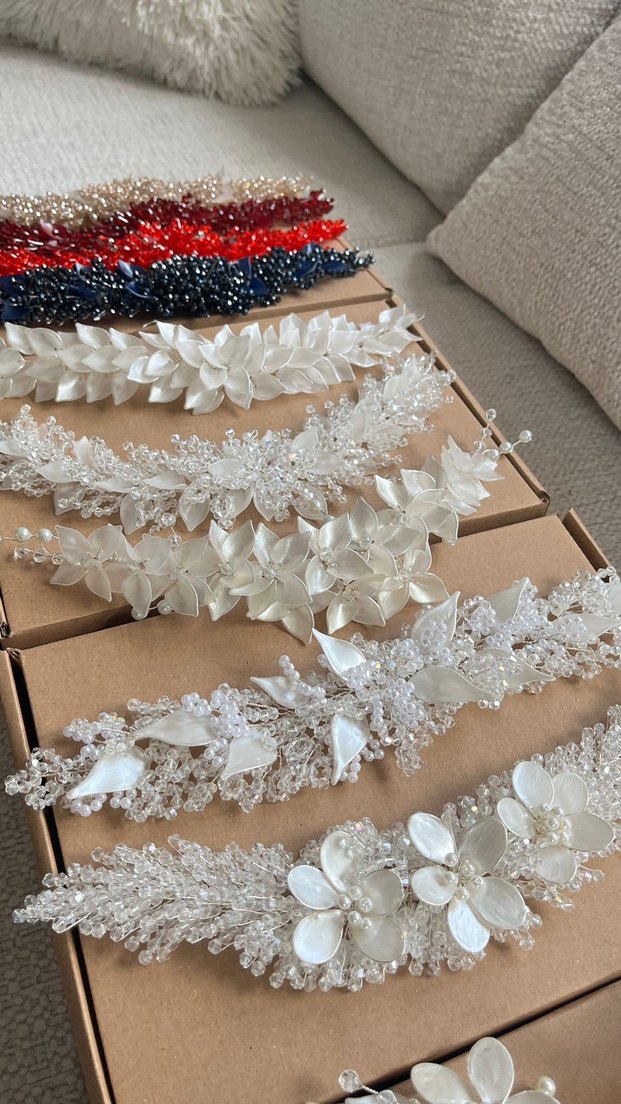 Beyaz Boncuklu Bohem Kadın Saç Aksesuarı - Görsel 2