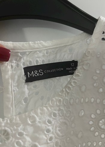 Marks & Spencer Dantel işlemeli beyaz midi elbise