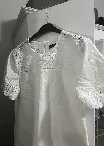 m Beden beyaz Renk Dantel işlemeli beyaz midi elbise