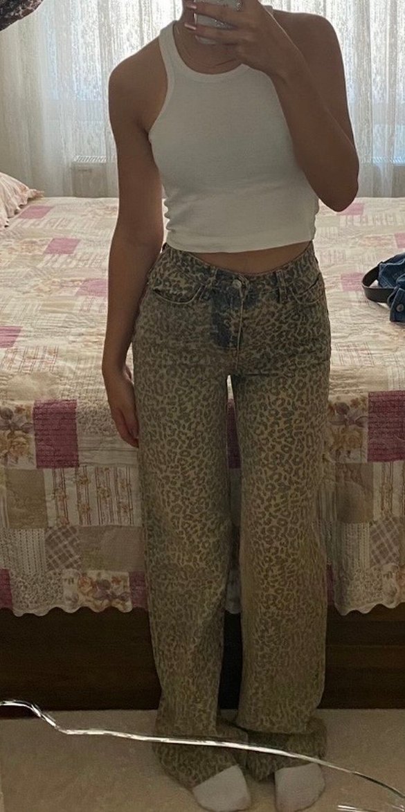 Leoparlı simli pantalon - Görsel 2