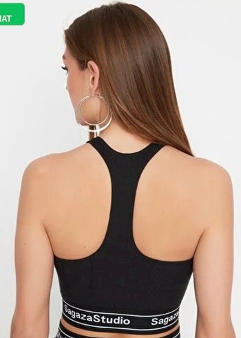 Siyah sagaza sırt dekolteli crop - Görsel 4