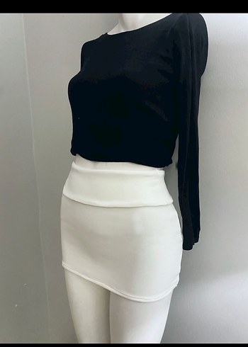 Beyaz şortlu Mini Etek - Görsel 2