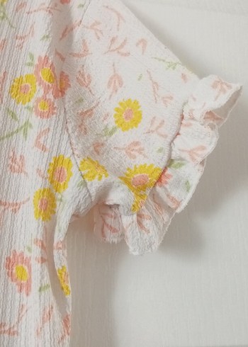 LC Waikiki Sarı Çiçekli Fırfırlı Kız Çocuk Elbise