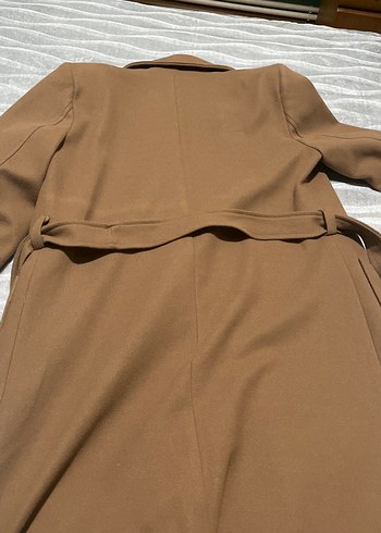 Kadın Kahverengi Süet Uzun Düğmeli Kaban - Görsel 5