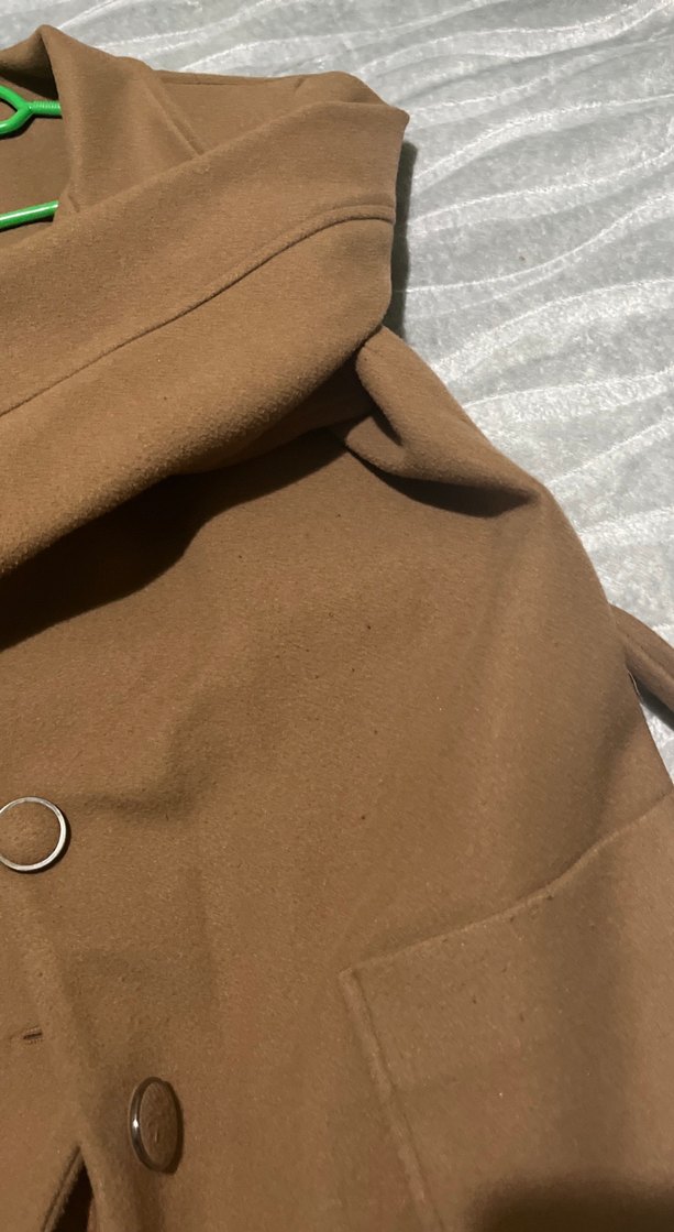 Kadın Kahverengi Süet Uzun Düğmeli Kaban - Görsel 4