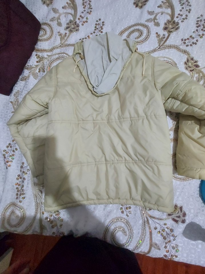 Bej Kadın Midi Ceket, Boğazlı, Fermuarlı - Görsel 5