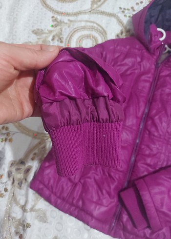 Mor Kapüşonlu Fermuarlı Kadın Ceket - Görsel 2