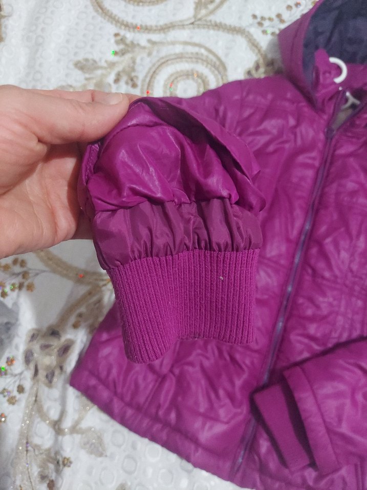 Mor Kapüşonlu Fermuarlı Kadın Ceket - Görsel 2