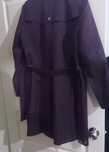 Mor Kadın Midi Boy Düğmeli Trençkot - Görsel 4