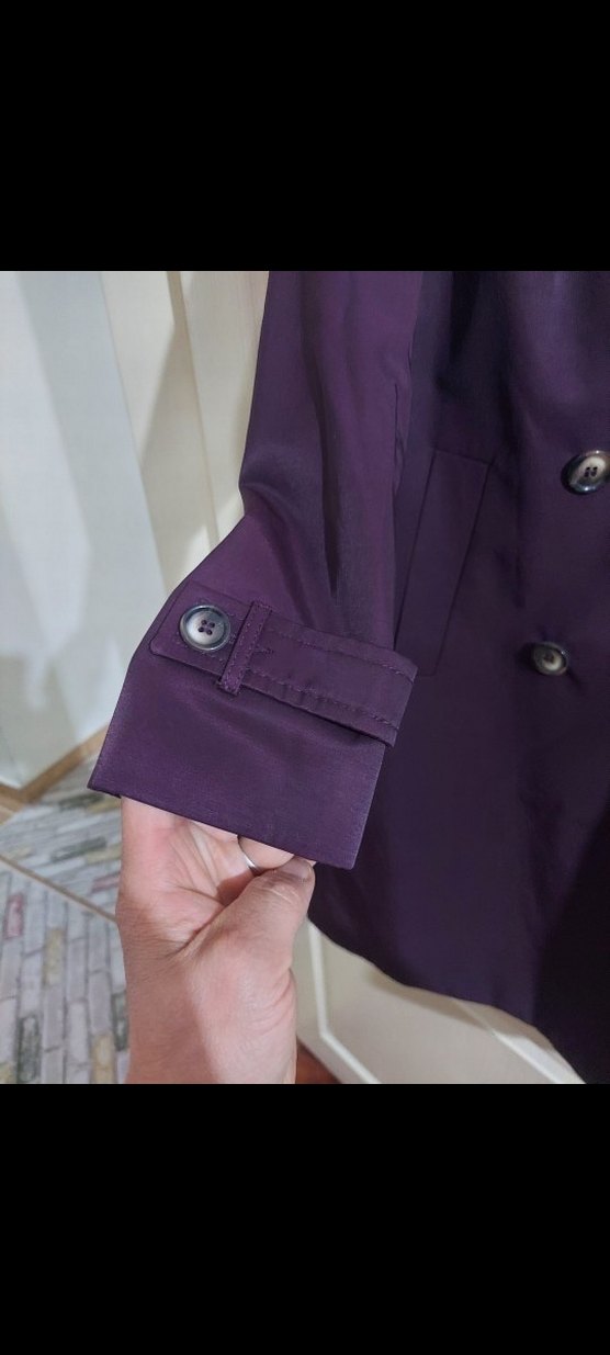 Mor Kadın Midi Boy Düğmeli Trençkot - Görsel 5