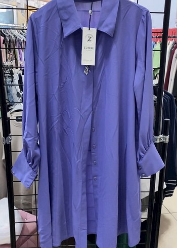Zühre Uzun Kollu, Düğmeli Mor Kadın Gömlek - Görsel 6