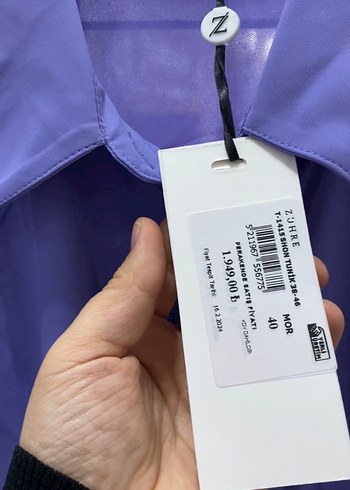 Zühre Uzun Kollu, Düğmeli Mor Kadın Gömlek - Görsel 4