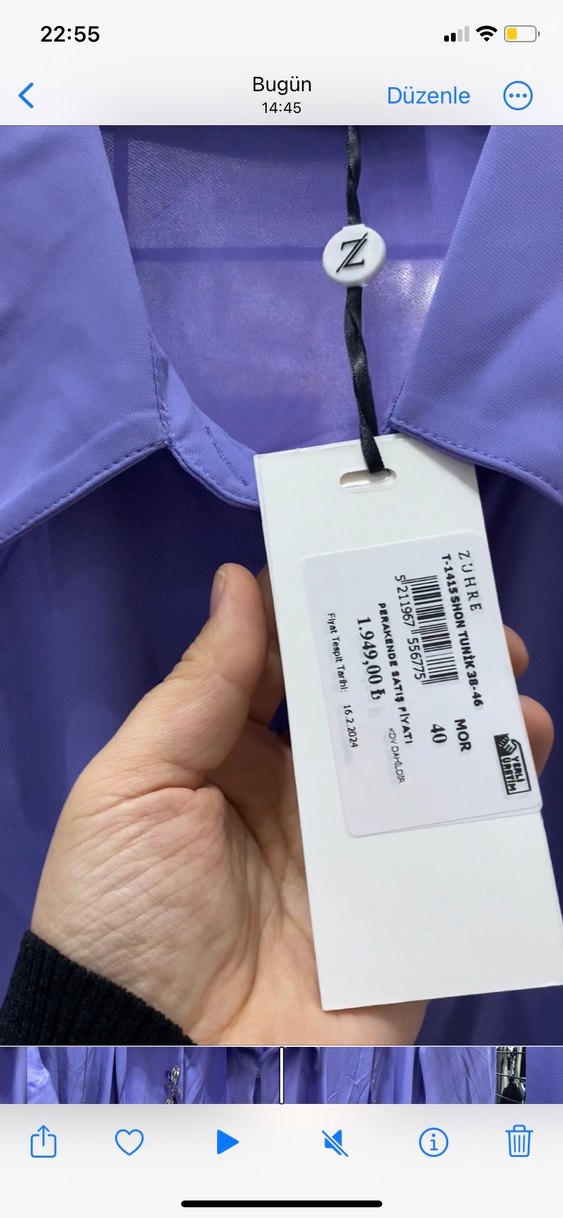 Zühre Uzun Kollu, Düğmeli Mor Kadın Gömlek - Görsel 4