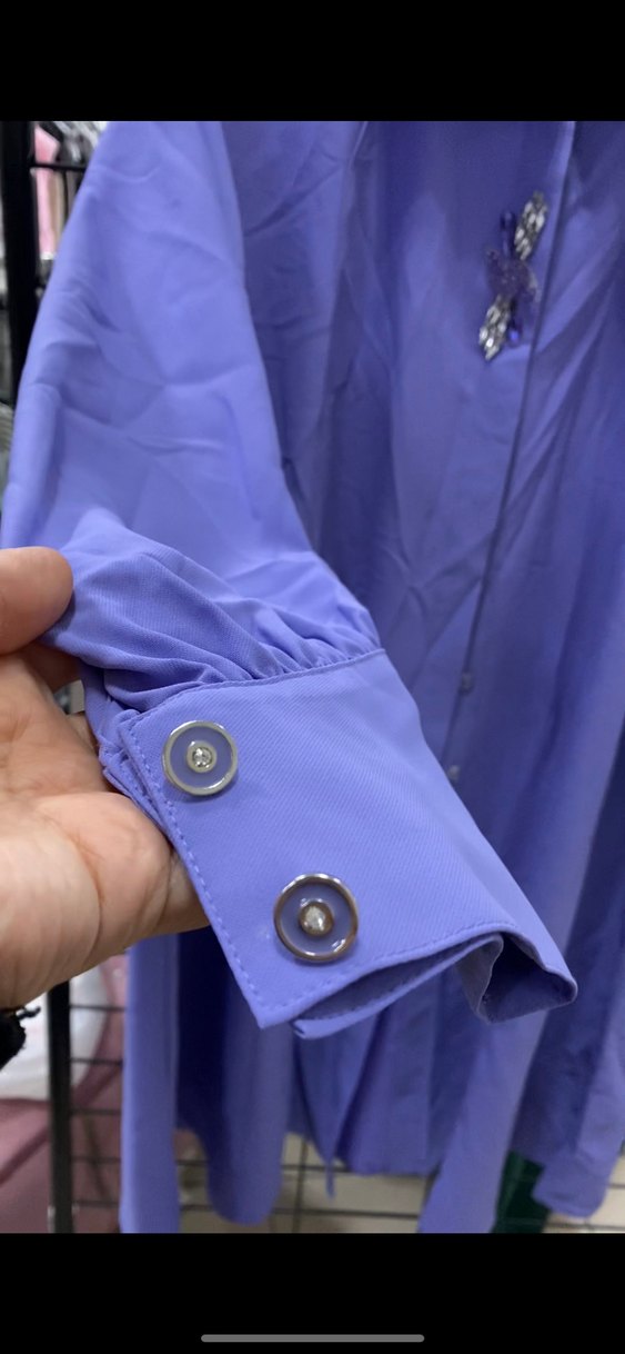 Zühre Uzun Kollu, Düğmeli Mor Kadın Gömlek - Görsel 2