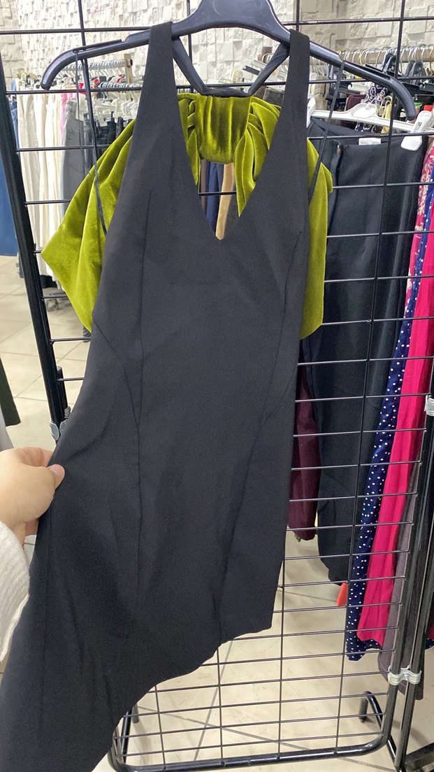 Siyah V Yaka Midi Kadın elbise - Görsel 2