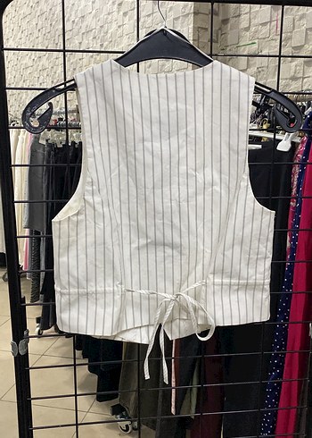 Zebra Desenli Keten Düğmeli Kadın Yelek - Görsel 2