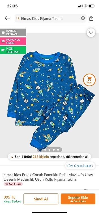 Çoçuk pijama takımı