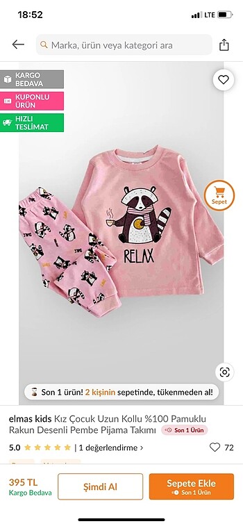 Çoçuk pijama takımı
