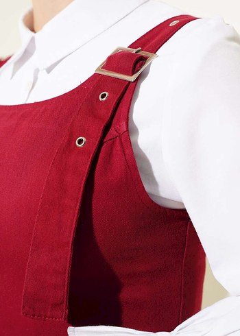 Bordo Uzun Askılı Drapeli Elbise - Görsel 2