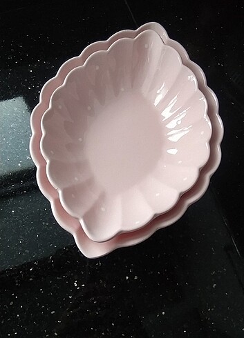  Beden çeşitli Renk Pembe Puantiyeli 2li tabak