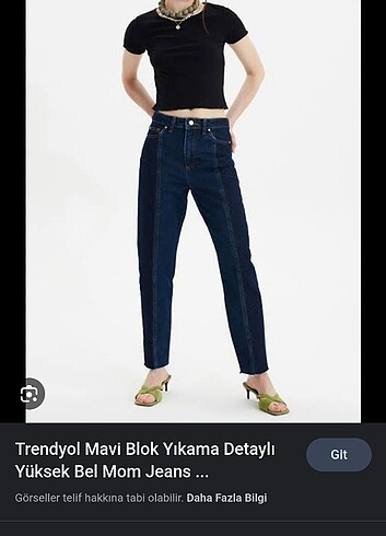 TRENDYOLMILLA Mavi Blok Yıkama Detaylı Yüksek Bel Mom Jeans