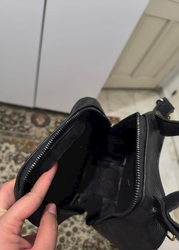 Beden Siyah Kalp Desenli Deri Kadın Çanta
